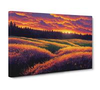 Spring Forest Sunset View Canvas Wall Art Print Ready to Hang, Framed Picture for Living Room Bedroom Home Office Décor, 30x20 Inch (76x50 cm)