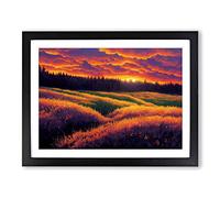 Spring Forest Sunset View H1022 Framed Print for Living Room Bedroom Home Office Décor, Wall Art Picture Ready to Hang, Black A4 Frame (34 x 25 cm)