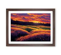 Spring Forest Sunset View H1022 Framed Print for Living Room Bedroom Home Office Décor, Wall Art Picture Ready to Hang, Walnut A3 Frame (46 x 34 cm)