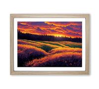 Spring Forest Sunset View H1022 Framed Print for Living Room Bedroom Home Office Décor, Wall Art Picture Ready to Hang, Oak A4 Frame (34 x 25 cm)