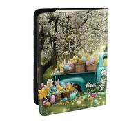 Spring Forest Truck with Rabbits, Eggs and Flowers Printed Passport Holder,Travel Pu Leather Passport Cover Case Organiser for Men Women,6.5 Inch