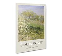 Spring Fruit Trees In Bloom By Claude Monet Canvas Print | Gallery Wrapped 30mm Frame Wall Art | 20x14 inches | Ready to Hang | Impressionist Landscape Picture | Living Room Bedroom Lounge Office