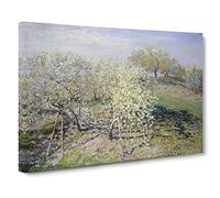 Spring Fruit Trees In Bloom By Claude Monet Canvas Print | Gallery Wrapped 30mm Frame Wall Art | 24x16 inches | Ready to Hang | Impressionist Landscape Picture | Living Room Bedroom Lounge Office