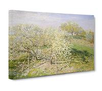Spring Fruit Trees In Bloom By Claude Monet Canvas Print | Gallery Wrapped 30mm Frame Wall Art | 30x20 inches | Ready to Hang | Impressionist Landscape Picture | Living Room Bedroom Lounge Office