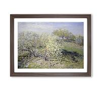 Spring Fruit Trees In Bloom By Claude Monet Classic Painting Framed Print | A4 Walnut Framed Wall Art | Ready to Hang | Classic Floral Picture | Living Room Bedroom Lounge Office