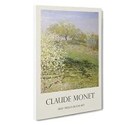 Spring Fruit Trees in Bloom Claude Monet Canvas Print | Gallery Wrapped 30mm Frame Wall Art | 30x20 inches | Ready to Hang | Impressionist Landscape Picture | Living Room Bedroom Lounge Office