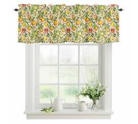 Spring Fruits Valances for Windows, Vintage Lemons Oranges Green Leaves Botanical Rod Pocket Valance Short Window Treatments Curtains for Kitchen Bathroom Bedroom Decor, 60 x 18 Inches