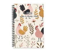 Spring Funny Chickens 2026 Notebook A5 To Do List Notebook Personal Planner 2026 Ladies Diary Diary for Wedding Week To View Monthly Year Planner with Dotted Line Note Page Slim