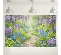 Spring Garden Backdrop, Floral Pathway Nature Scene Photography Background, Colorful Butterfly Decorations for Events, Indoor/Outdoor Use 71x43 Inch