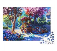 Spring Garden Cart 1000 Pieces Puzzle ForAdults Kids Beautiful View Blossom Garden Pathway Decoration Puzzle Decompression Jigsaw for Men And Women Challenging Puzzles Jigsaw 38x26cm/1000pcs