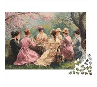 Spring Garden Gathering Jigsaw Puzzle for Adults 1000 Piece Jigsaw Puzzle Victorian Ladies Focus Relax Home Decoration 70x50cm/1000pcs