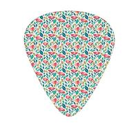 Spring Garden Guitar Picks 12 Pack Universal ABS Guitar Picks,Colorful Spring Garden with Abstract Leaves Sprouts and Petals Nature Theme,for Acoustic and Electric Guitar