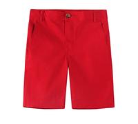 Spring&Gege Boys' Cotton Twill Flat Front Uniform Stretch Chino Shorts, Red, 7-8 Years