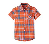 Spring&Gege Boys' Short Sleeve Plaid Button Down Cotton Sport Dress Shirts, Orange Check Gingham, Size 3-4 Years