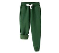 Spring&Gege Kids’ Fleece Athletic Sweatpants Solid Active Pants Sportswear with Deep Pockets, Green, 9-10 Years