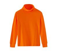 Spring&Gege Little & Big Girls Soft Cotton Midweight Long Sleeve Turtleneck Shirts Kids Basic Pullover Top, Orange, Size 3-4 Years
