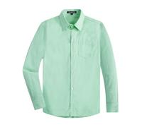 Spring&Gege Long Sleeve Boys' School Shirts Generous Fit School Uniform Cotton Non-Iron Button-Down Shirts Boys Wedding Party Suit (Aqua,11-12Years)