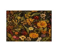 Spring Goldenrod Flower Jigsaw Puzzles for Adults 300 Piece, Knitting Theme Florals Wooden Printed Puzzles, Fun Vintage Pattern Decor for Home