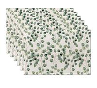 Spring Green Eucalyptus Leaves Placemats Set of 6,Table Mats Non-Slip Heat Resistant Washable Placemat for Party Kitchen Dining Table Decoration Indoor Outdoor
