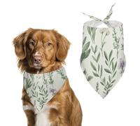 Spring Green Flower Leaves Dog Bandanas Triangle Holiday Pet Neck Scarf Soft Adjustable Bib Handkerchief Accessories Washable Durable Fabric for Pet Puppy Cats Large Dog