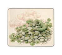 Spring Green Gecko Stone Mouse Pad, Nature Inspired Leafy Design Stitched Edge Mousepad, Rubber Non-Slip Washable Gaming Mouse Pad for Home and Office Computer, Laptop Square 8x10 Inch