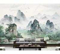 Spring Green Landscape Flying Birds Architecture 3D Wallpaper Luxury Silk Study Dining Feature Sofa Grey Bedroom Living Room Tv Decorative Wall-430cm×300cm
