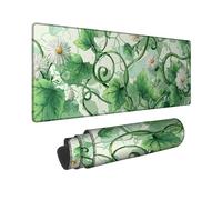 Spring Green Large Gaming Mouse Pad, Floral Vines and Daisies Non-Slip Rubber Mousepad, Washable Design for Home and Office Computer, Laptop 12x32 Inch