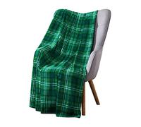 Spring Green Plaid Soft Celtic Fleece Throw Blanket: Green Irish Traditional Velvety Plaid Tartan