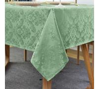 Spring Green Tablecloth for Rectangle Table, Spill-proof, Wrinkle Resistant Jacquard Fabric Table Cover with Soft Polyester Damask for Parties, Picnic, Dinner (52*70 inch, Oblong, Sage Green)