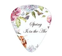 Spring Guitar Picks 12 Pack Universal ABS Guitar Picks,Hyacintha Flowers Rabbits Orchid Butterfly Leaves Botany Bouquet Watercolor Art,for Acoustic and Electric Guitar