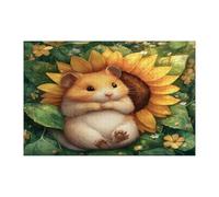 Spring Hamster Jigsaw Puzzles for Adults 10000 Piece, Sunflower Leaf Animal Wooden Puzzles, Fun Cute Plant Printed Decorations for Entertainment Party