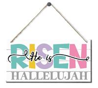 Spring Hanging Wood Sign Home Decorative,Christian Wall Decor,Easter Decor,Inspirational Home Decor,Cafe Decor,Coffee Shop Decor,Farmhouse Wood Wall Plaque - He is Risen,Hallelujah 6x12 inch