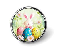 Spring Happy Easter Holiday Button Pin Round Metal Lapel Pin Badge Novelty Funny Enamel Pin Jewelry Personalized Button Badge Cute Round Brooch Pin for Backpacks Jackets Bags
