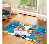 Spring Happy Easter Holiday print Cats Pet Bowl Placemat Pet Feeding Mats for Dogs, Non-Slip PU Leather Tablecloth for Pets