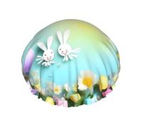 Spring Happy Easter Holiday Print Shower Cap Reusable Bath Cap Double Layer Bath Hair Caps, Keeps Hair Dry, Fits All Head