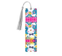 Spring Happy Easter Holiday Print Wooden Bookmark Bookmarks with Tassels Book Marks for Reading Hardcover Books Notebooks