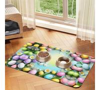 Spring Happy Easter Holidayprint Pet Absorbent Leather Tablecloth,Wipe Clean Quick Dry,Food Mat For Small Animals