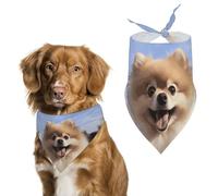 Spring Happy Pomeranian Dog Bandanas Triangle Holiday Pet Neck Scarf Soft Adjustable Bib Handkerchief Accessories Washable Durable Fabric for Pet Puppy Cats Large Dog