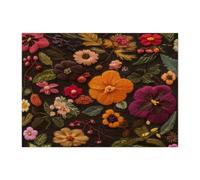 Spring Hibiscus Flower Jigsaw Puzzles for Adults 500 Piece, Knitting Theme Florals Wooden Printed Puzzles, Fun Vintage Pattern Decorations for Party