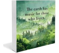 Spring Home Decor Spring Decorations The Earth Has Music For Those Who Listen Wooden Box Sign Spring Decor For Desk Table Shelf Gift For Women Men 5x5 Inch