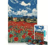 Spring House Amongst Poppy Field 1000 Piece Jigsaw Puzzles for Teenagers Reason Skill Toy Quiet Calm Exact Cut Xmas Surprise 38x52cm