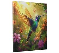 Spring Hummingbird Canvas Wall Art, Vibrant Green Butterfly Decor, Nature Wall Art Home Aesthetic Decor for Living Room, Bedroom, Kitchen, Unframed 16x20 Inch
