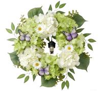 Spring Hydrangea Butterfly Wreath, Handcrafted Silk Floral Garland for Easter Wedding Home Decor, Green Artificial Hanging Decoration 45cm(45 Cm / 18 Inches)