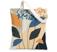 Spring Hydrangea Flower Canvas Tote Bag for Shopping 13 * 15, Retro Mid Century Florals Reusable Grocery Bag for Women, Fun Funky Aesthetic Painting Gift Decor