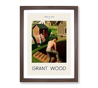 Spring In Town By Grant Wood Exhibition Museum Painting Framed Print | A4 Walnut Framed Wall Art | Ready to Hang | Modern Landscape Picture | Living Room Bedroom Lounge Office