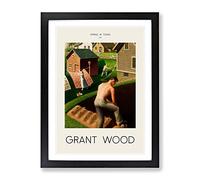 Spring In Town By Grant Wood Exhibition Museum Painting Framed Wall Art Print, Ready to Hang Picture for Living Room Bedroom Home Office Décor, Black A2 (64 x 46 cm)