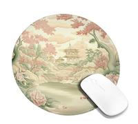 Spring Inspired Scenic Landscape Mouse Pad, Soft Pastel Cherries Blossom Design, Non-Slip Washable Gaming Mousepad for Home and Office Use Round 8x8 Inch