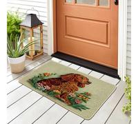 Spring Irish Setter Dog Front Black Door Mat Outside Inside Entrance 29 * 17, Fun Puppy Animal Floral Outdoor Indoor Non Slip Doormat, Small Pet Classroom Patio Garage Shoes Off Doormat