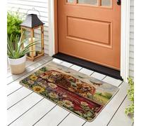 Spring Irish Setter Dog Front Black Door Mat Outside Inside Entrance 29 * 17, Fun Puppy Truck Sunflower Outdoor Indoor Non Slip Doormat, Small Pet Classroom Patio Garage Shoes Off Doormat