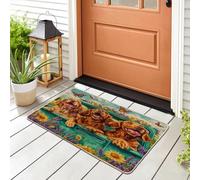 Spring Irish Setter Dog Front Black Door Mat Outside Inside Entrance 29 * 17, Funny Puppy Truck Sunflower Outdoor Indoor Non Slip Doormat, Small Pet Classroom Patio Garage Shoes Off Doormat